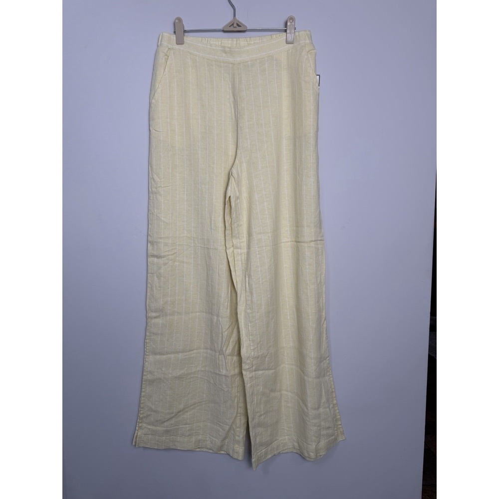 Cable & Gauge Studio Ladies Striped Linen-Blend Wide-Leg Pants Small Boho Beach‎
